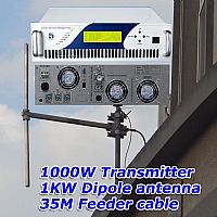 FMUSER 1KW Radio broadcast FM Transmitter + 1KW dipole antenna+35M feeder cable with connecoters