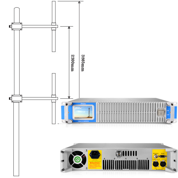 FMUSER FSN-1500T 1500W FM Transmitter + 2KW Dipole Antenna + 40M Coaxial Cable 50KM Radio Station